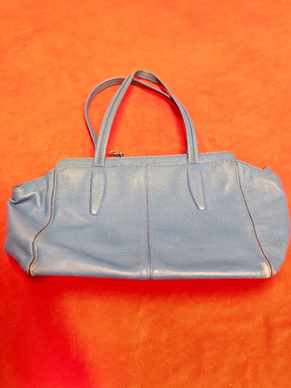 Tumi Cobalt Blue Pebbled Leather Carry-All Tote